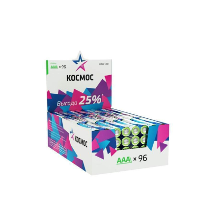 Батарейка Космос LR03/286/AAA Alkaline SP4 (96 дисплей бокс)