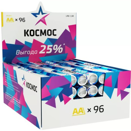 Батарейка Космос LR6/316/AA Alkaline SP4 (96 дисплей бокс)