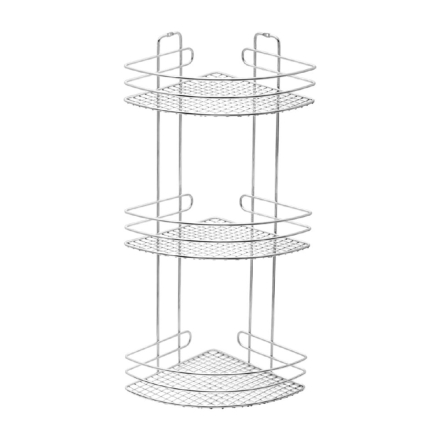 Этажерка для ванной 3 полки, угловая, серебро PE-2094