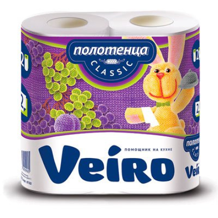 Бумажные полотенца ВЕЙРО Классик 2 сл белые  /12