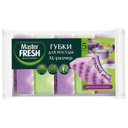 Губка д/посуды  МАСТЕР ФРЕШ 5шт СТРОНГ Эффект /36