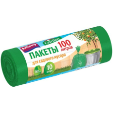 Пакеты мусорные 100л 10шт рулон зеленые хоз ГАРДЕН ПВД 33мкр(Авикомп) /15