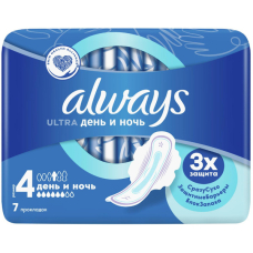 Прокладки ALWAYS Ultra Day&Night Single 7шт/24 (6капель №4)