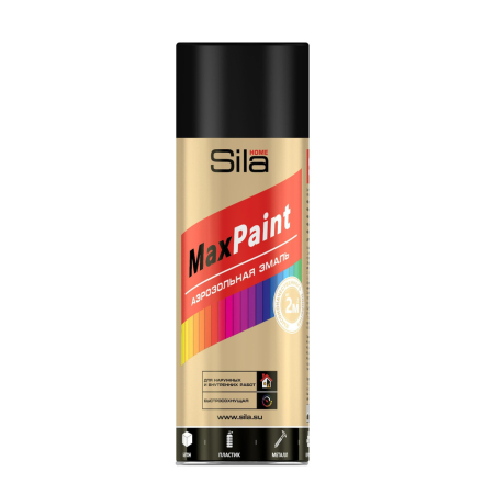 Эмаль аэрозольная Sila HOME Max Paint ЧЁРНЫЙ ГЛЯНЦЕВЫЙ RAL9005 520мл/12