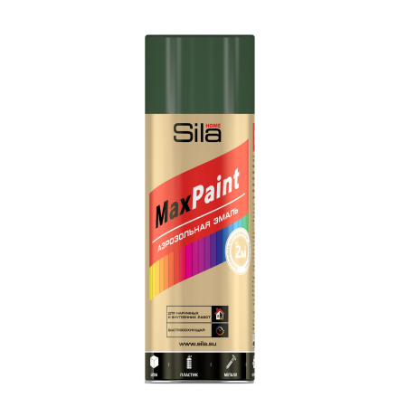 Эмаль аэрозольная Sila HOME Max Paint универс., ЗЕЛЕНЫЙ МОХ RAL6005 520мл/12